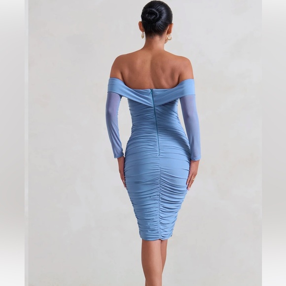 Club L London Neva Blue Midi Maternity Dress - Size 6 - Picture 3 of 6